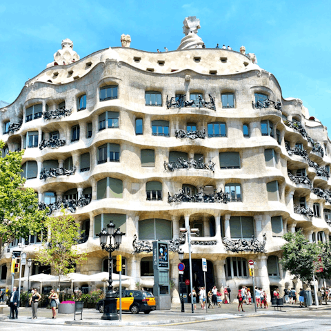 Head up to the street to the iconic Casa Mila and enjoy views of Barcelona