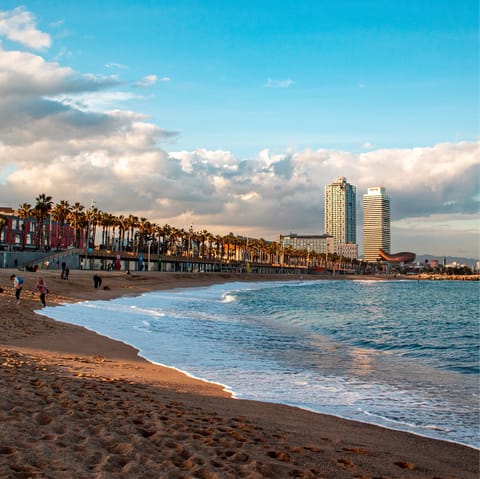 Drive down to Barceloneta beach, one of the city's oldest beaches