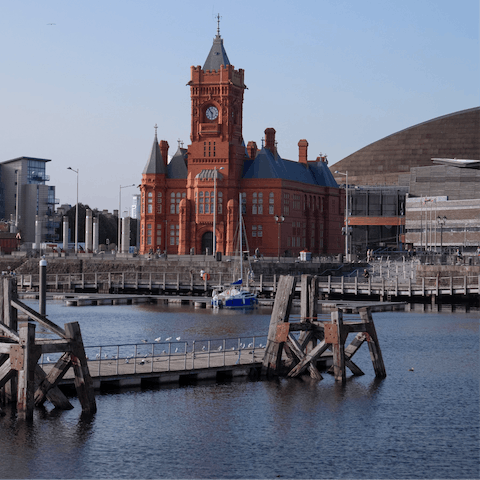 Take a bus to the city centre and explore Cardiff Bay