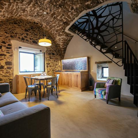 Stay in the charming old tower with its cosy living space and attic bedroom
