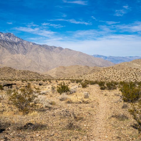 Hike the trails across Tahquitz Canyon, an eight-minute drive