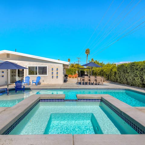 Sink or dive into your choice of hot tub or pool