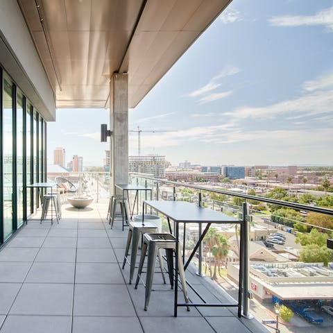 Take in the views over Tempe from the shared balcony
