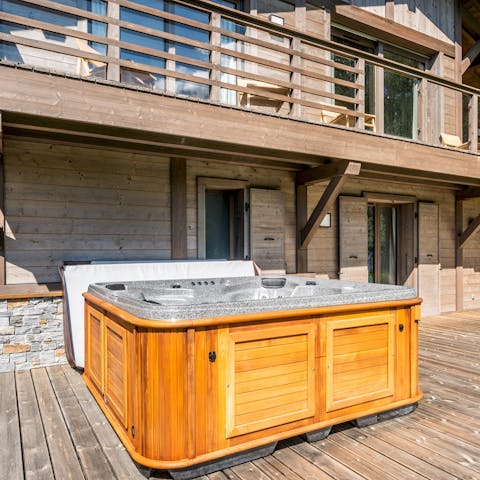 Treat yourself to a long, luxurious soak in the hot tub