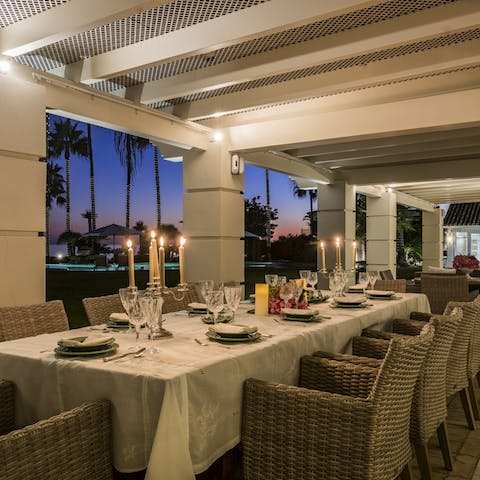 Treat your senses to beautiful meals served as the sun sets across the sea