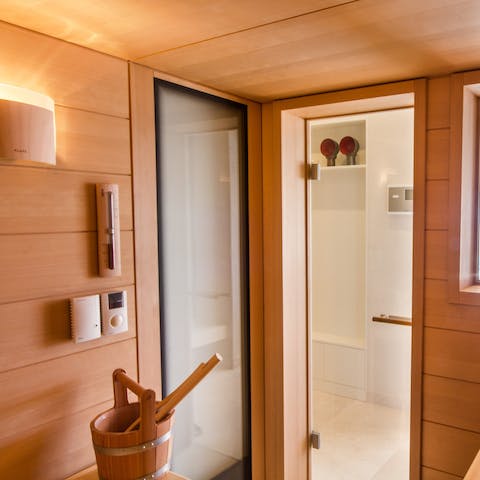 Relax in your private sauna after a busy day exploring the Mallorcan coast