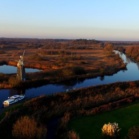 Visit the 'capital of The Norfolk Broads', Wroxham, around a thirty-five minute drive from this home