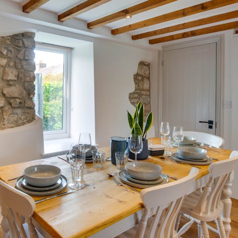 Start your day with breakfast at the dining table, which also doubles as a comfy workspace