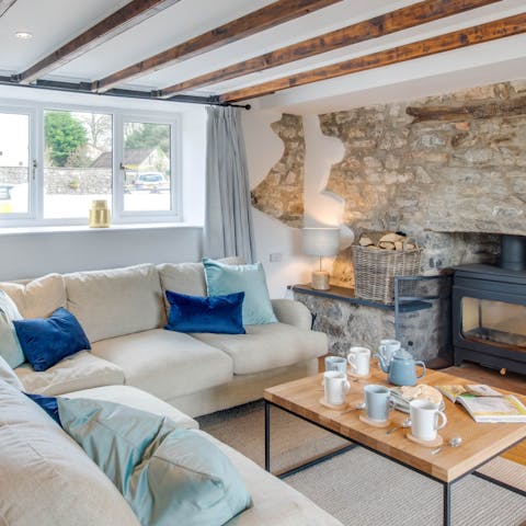 Get cosy in the lovely living room, and enjoy a glass of wine in front of the fire