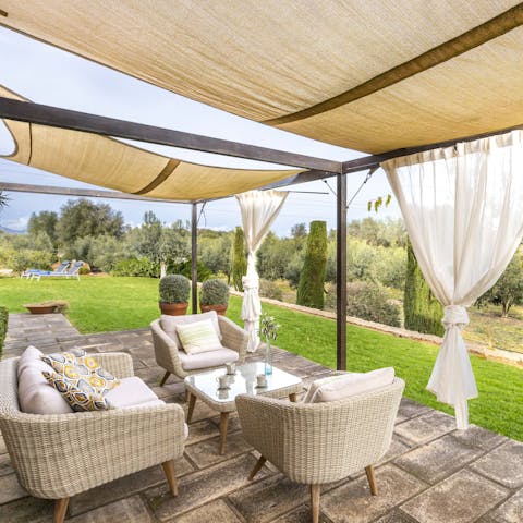 Chill out on the elegant covered terrace