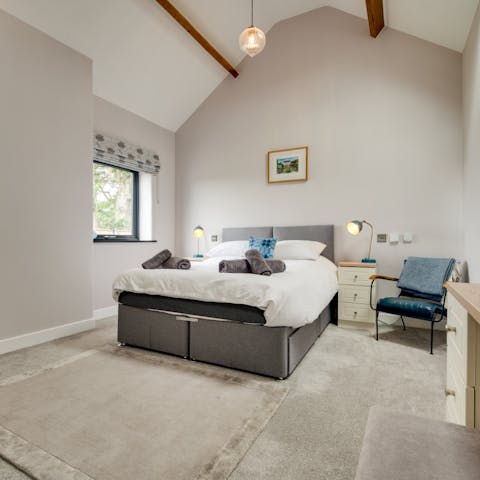 Drift off to sleep in the king-sized bed – nothing could disturb you here