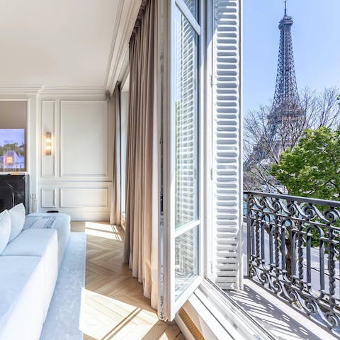 Throw open the windows and drink in the views across the River Seine