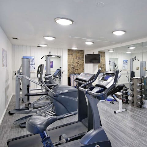 Work out in the communal fitness room