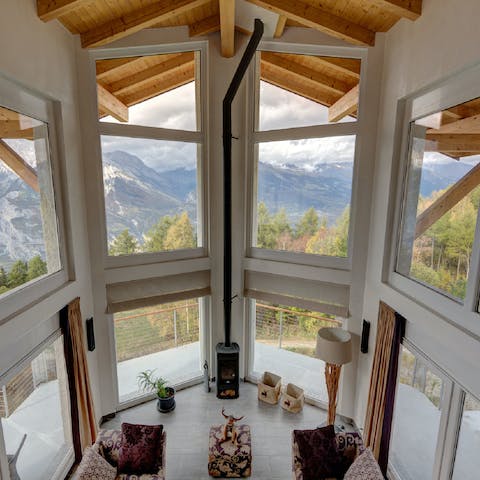 Take in stunning panoramic views of the Valais mountains