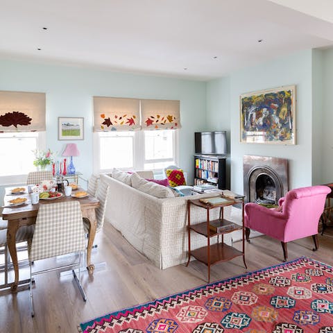 Colourful and curated living area