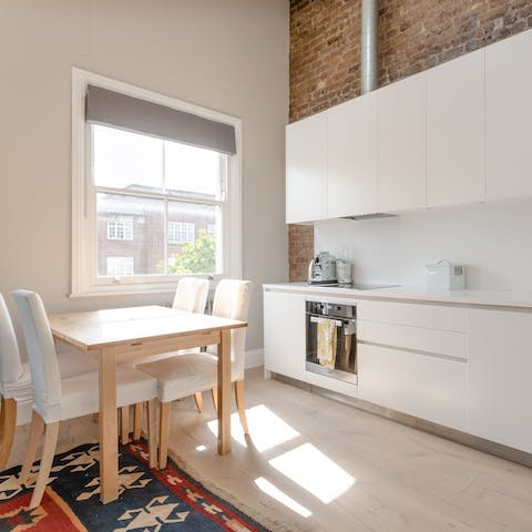 Start mornings off with breakfast at the sunny window-side table before heading out for a day of sightseeing