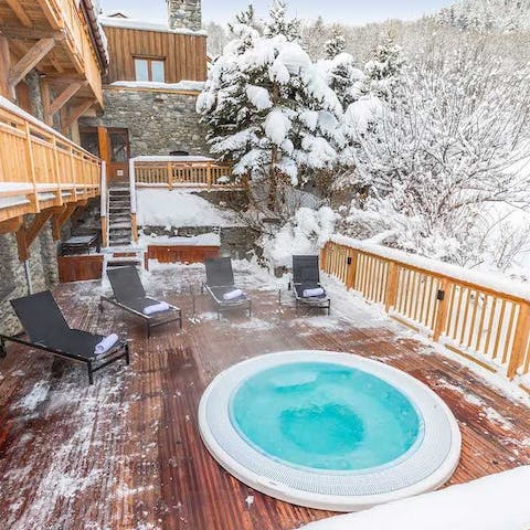 Sit out in the hot tub and enjoy the mountainous scenery