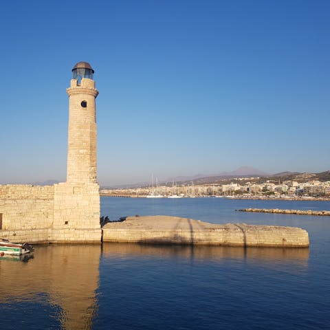 Explore Rethymno, with its lighthouse and Venetian Harbour