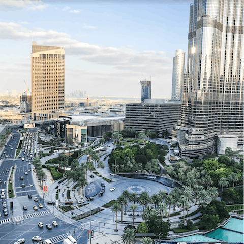 Stay in bustling Dubai, a ten-minute drive from downtown