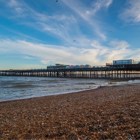Wander along the seafront to Hastings, a fifteen-minute walk away