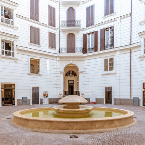 Experience daily pleasure from the elegant fountain entrance to your building
