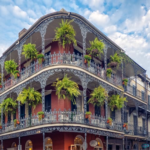 Explore the city's historic French Quarter – only a five–minute walk away