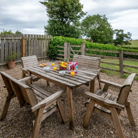 Enjoy an alfresco breakfast as the quiet of nature surrounds you