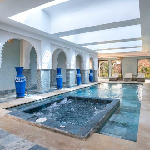 Have your own spa day in the Jacuzzi and indoor pool