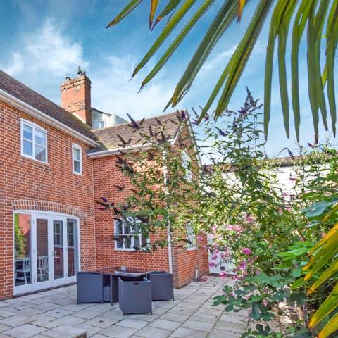 Enjoy a meal al fresco on the charming patio