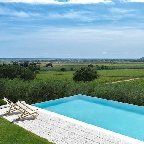 Fall in love with your private infinity pool, with views across the countryside to the sea