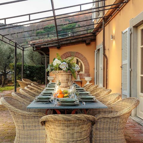 Organise an alfresco feast with a backdrop of the Tuscan countryside