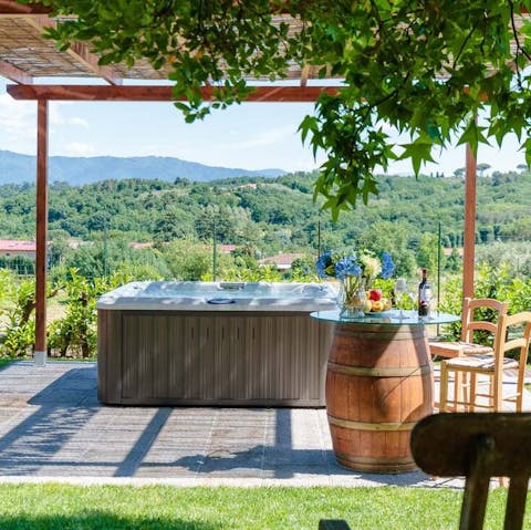 Soak tired muscles in the hot tub