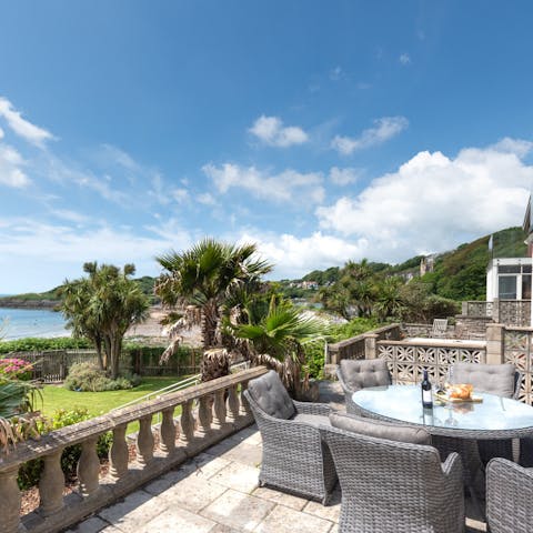 Dine alfresco overlooking the ocean