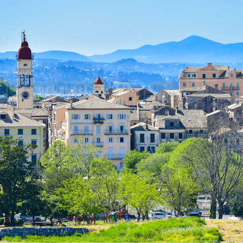 Drive 6km to Corfu Town to see the sights or partake in a spot of shopping