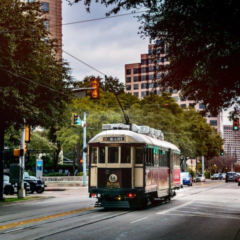 Explore Downtown Dallas, a five-minute walk away