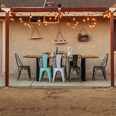 Dine alfresco under the fairy lights