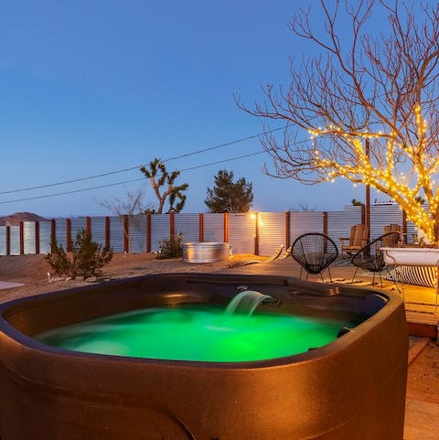 Take a dip under the stars in the private hot tub