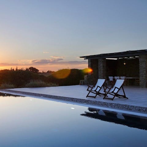 Watch the spectacular sunset from this countryside setting