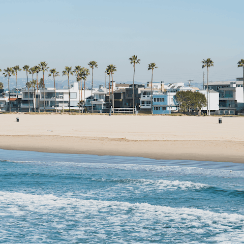 Pack your swimwear and wander over to Venice Beach in five minutes for a dip in the ocean