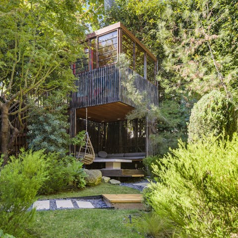 Catch up on work from the office in the architectural tree house