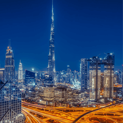 Blaze a trail into downtown Dubai for the evening, just a short drive away
