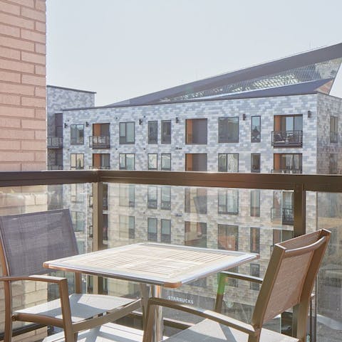 Savour morning coffees and sunshine on the private balcony