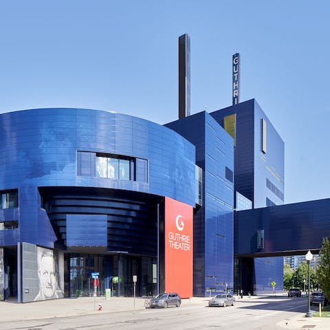 Book a show at the Guthrie Theatre on the riverside, iust two minutes from your door