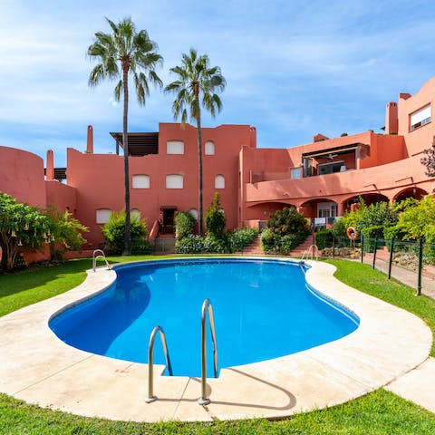 Cool off with a quick dip in one of the apartment complex's three beautiful pools