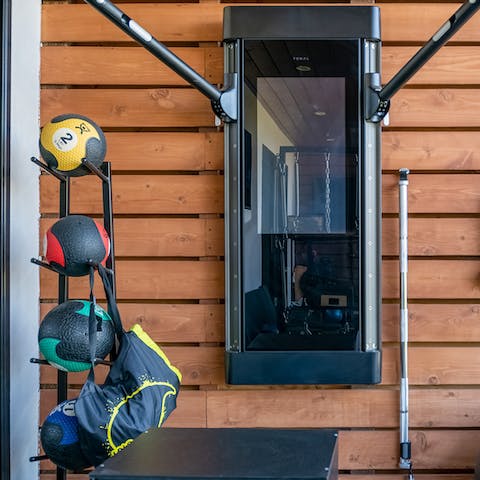Keep on top of your fitness routine with use of the gym equipment on the terrace 