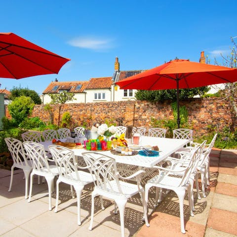 Lay the table for a lazy alfresco brunch on the suntrap terrace