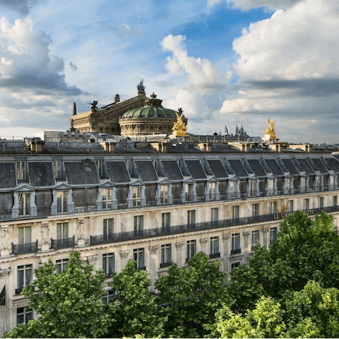 Soak up views of the Palais Garnier from your inimitable vantage point
