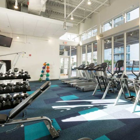 Never miss a morning workout at the on-site gym