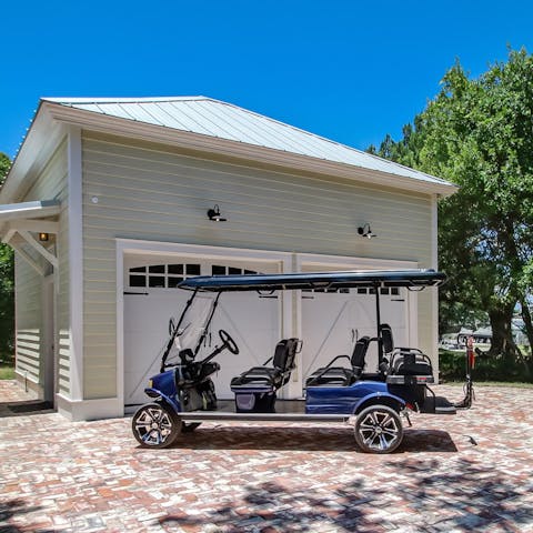 Make use of the six-person golf buggy to get about – it's included with your home