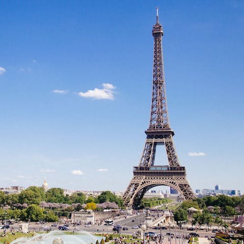 Travel twelve stops on the metro to Trocadéro to admire views of the Eiffel Tower